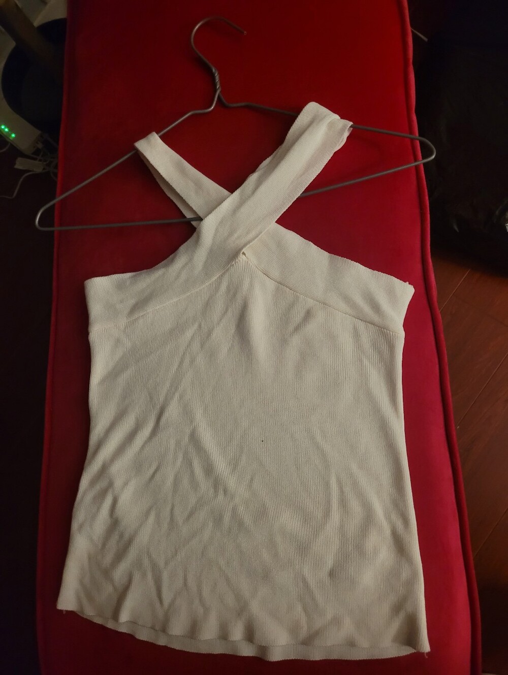 Cross-Back Ribbed Tank Top - White - Picture 2 of 3